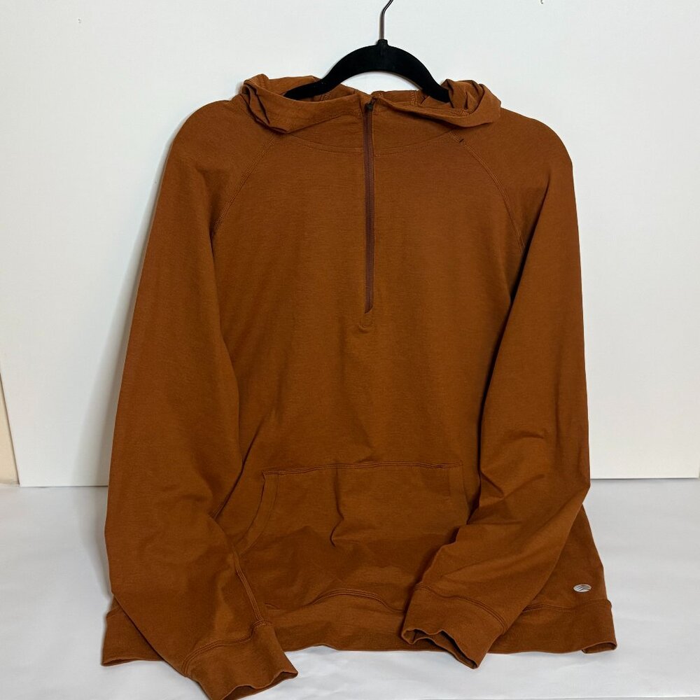 NWT Solaris Active Men's Brown Quarter Zip Aris Hoodie Long Sleeve Shirt Size L
